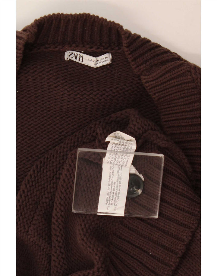 Zara Mens Cardigan Sweater Medium Brown Cotton