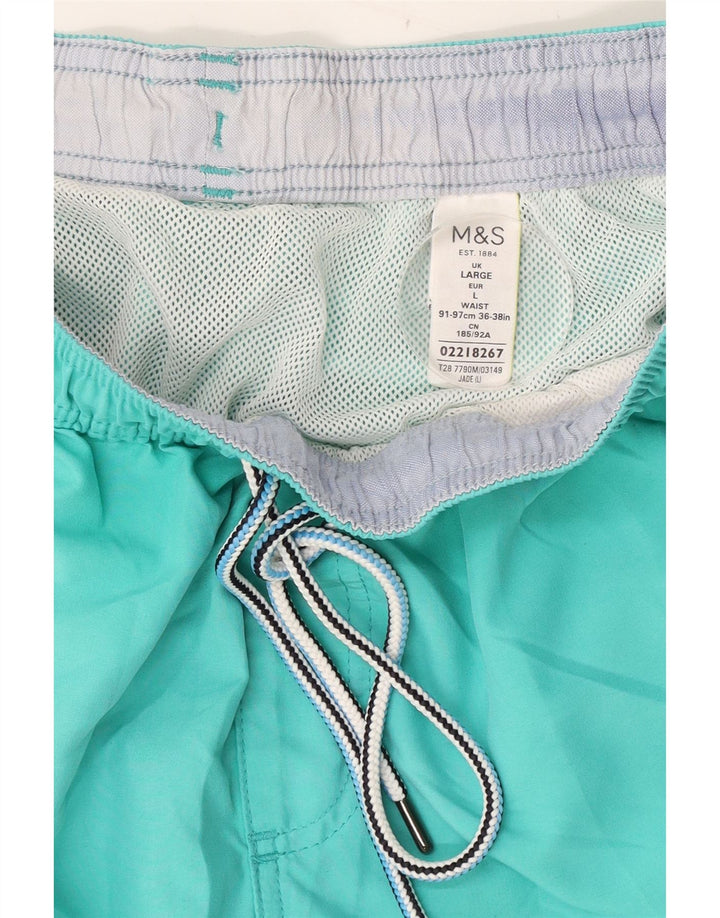 Marks & Spencer Mens Swimming Shorts Large  Turquoise Cotton