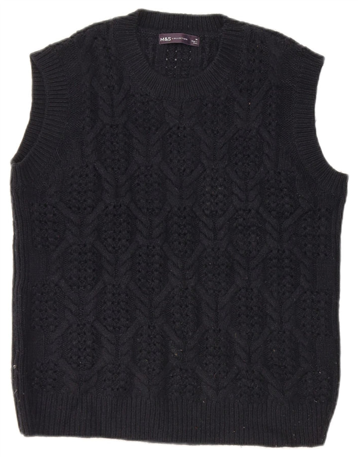 Marks & Spencer Womens Vest Tank Top UK 14 Medium Navy Blue Acrylic