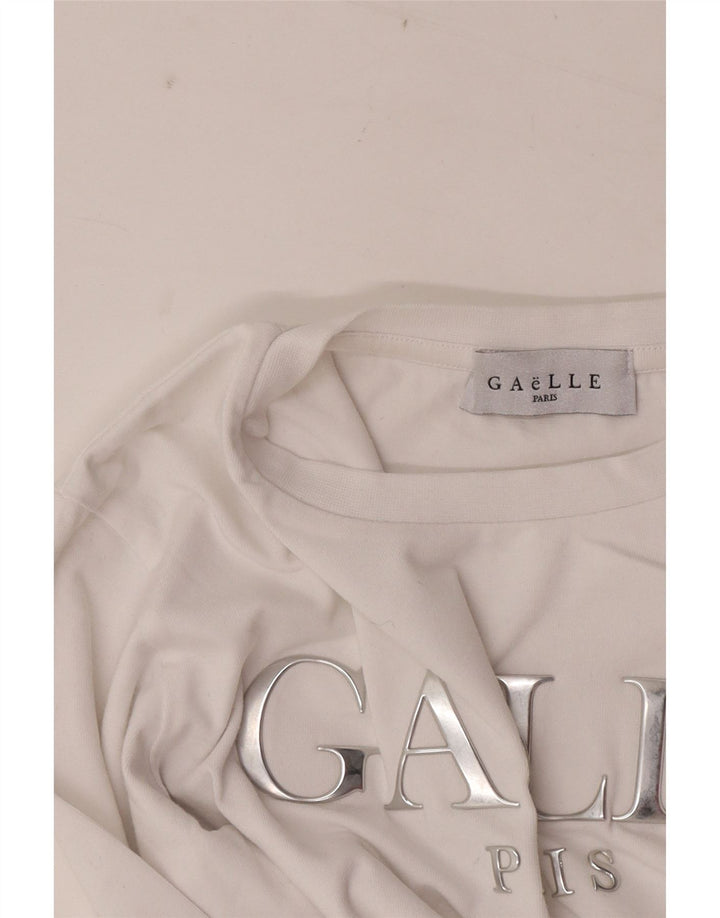 Gaelle Womens Graphic Top Long Sleeve UK 6 XS White