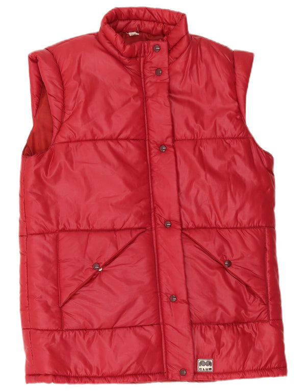 Vintage Dame Polstret Gilet IT 46 Large Rød Polyamid