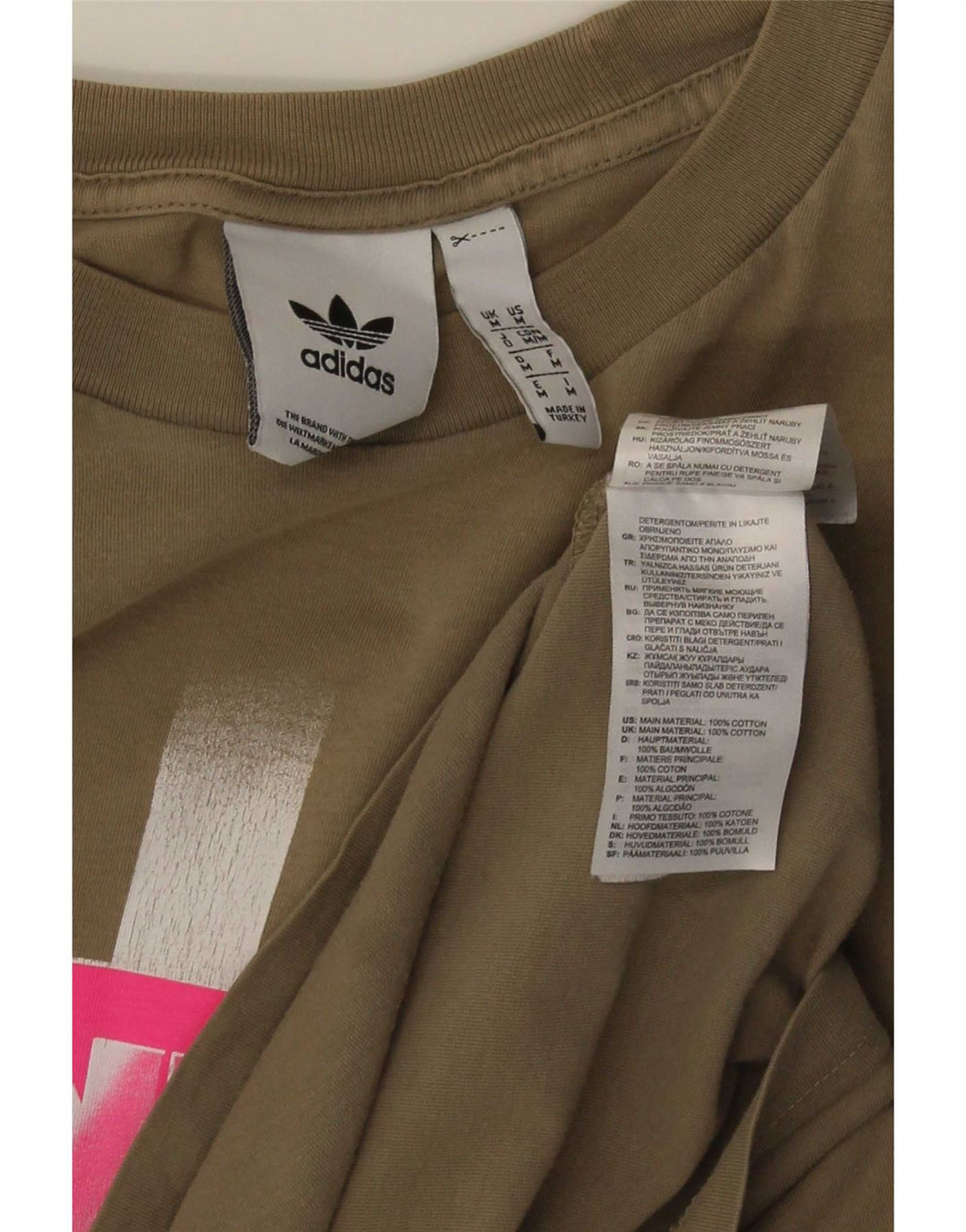 Adidas Mens Graphic T-Shirt Top Medium Khaki Cotton