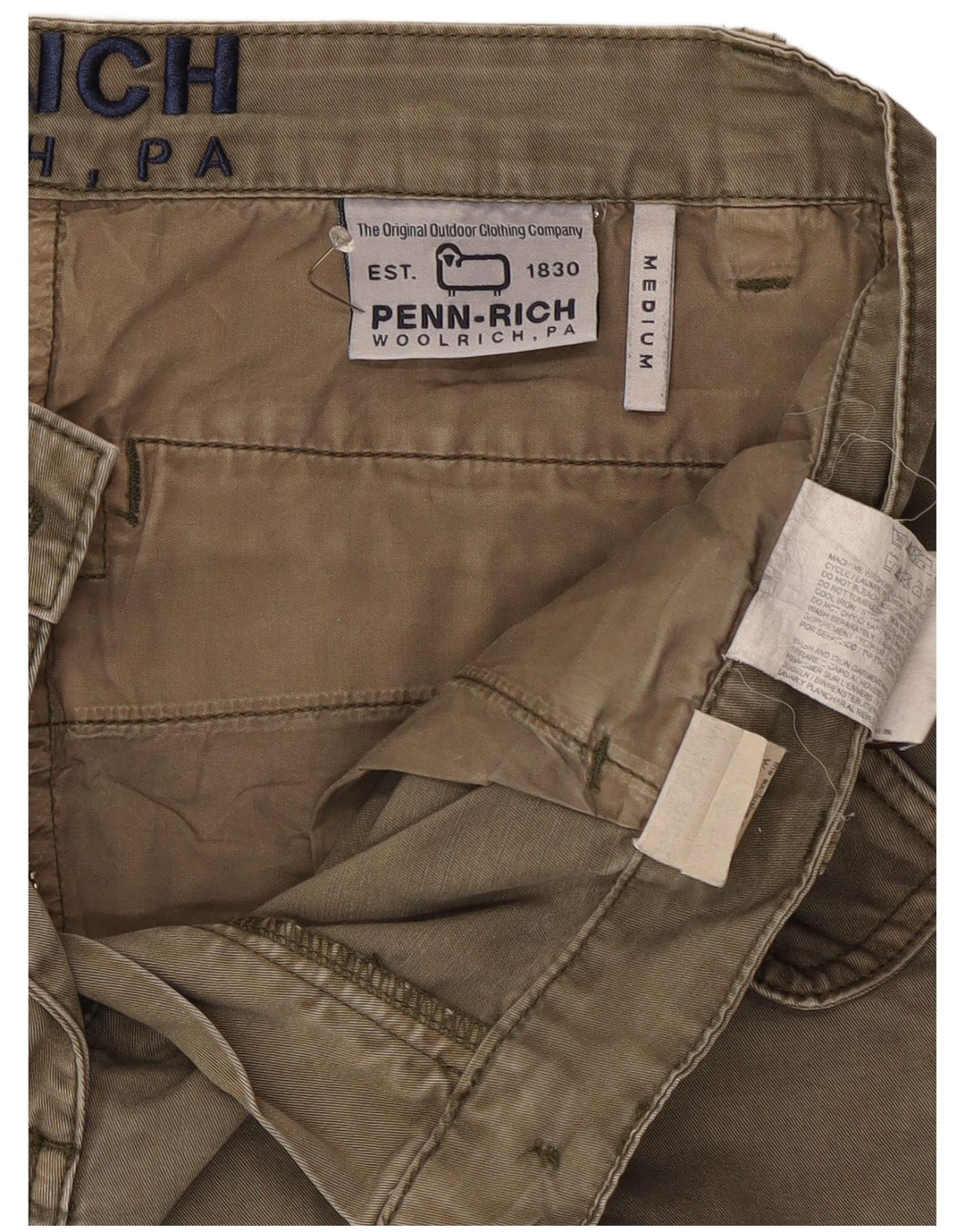 Penn-rich Mens Joggers Trousers Medium W30 L30 Khaki Cotton