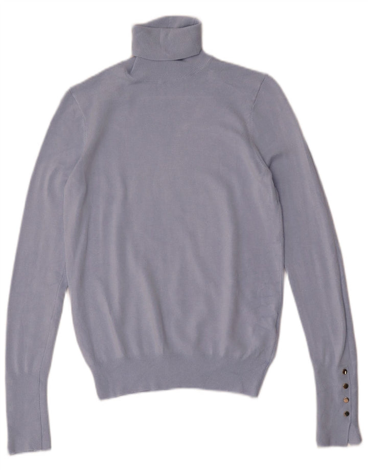 Zara Womens Roll Neck Jumper Sweater UK 10 Small Blue Viscose