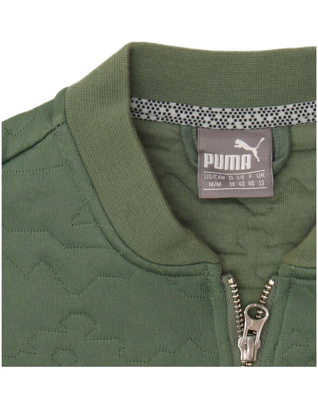PUMA Womens Tracksuit Top Jacket UK 12 Medium Green Geometric