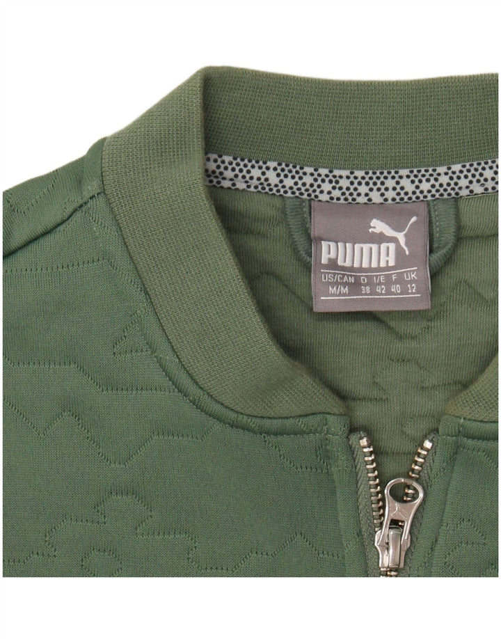 PUMA Womens Tracksuit Top Jacket UK 12 Medium Green Geometric