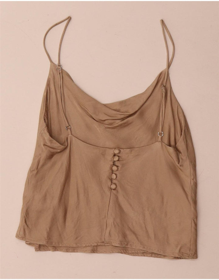 Zara Femme Cami Top UK 10 Small Beige Viscose