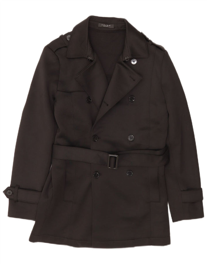 Trench da uomo Zara UK 38 poliestere nero medio