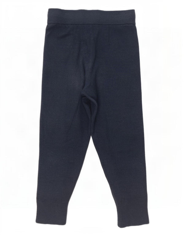 Zara Womens Knit Tracksuit Trousers Joggers UK 12 Medium Navy Blue Acrylic