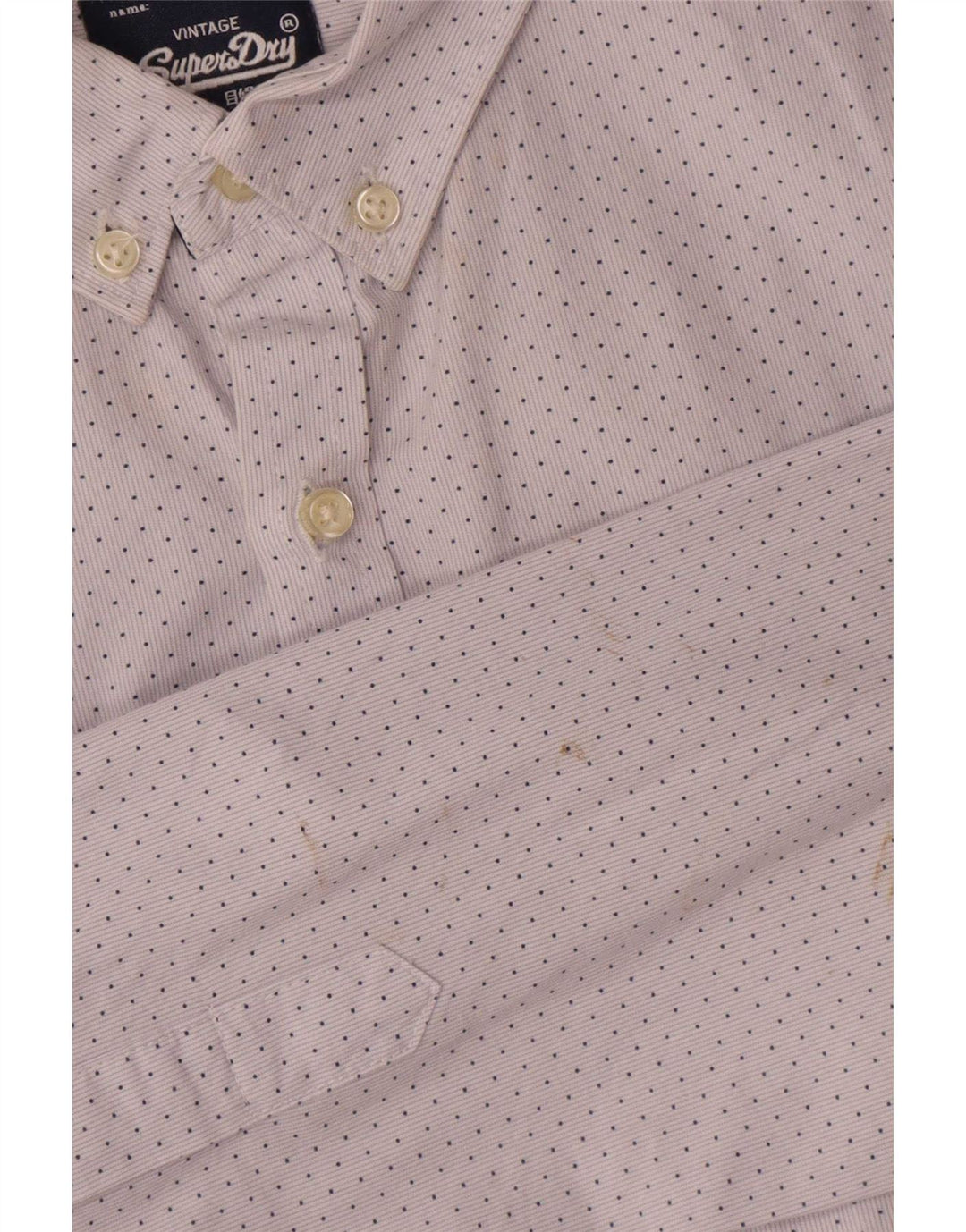 Superdry Mens Shirt Medium White Spotted Cotton