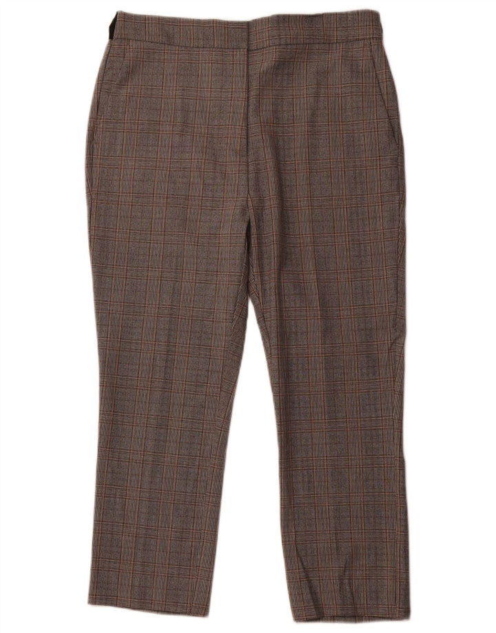ZARA Womens Tapered Cropped Trousers XL W32 L24 Grey Houndstooth Polyester
