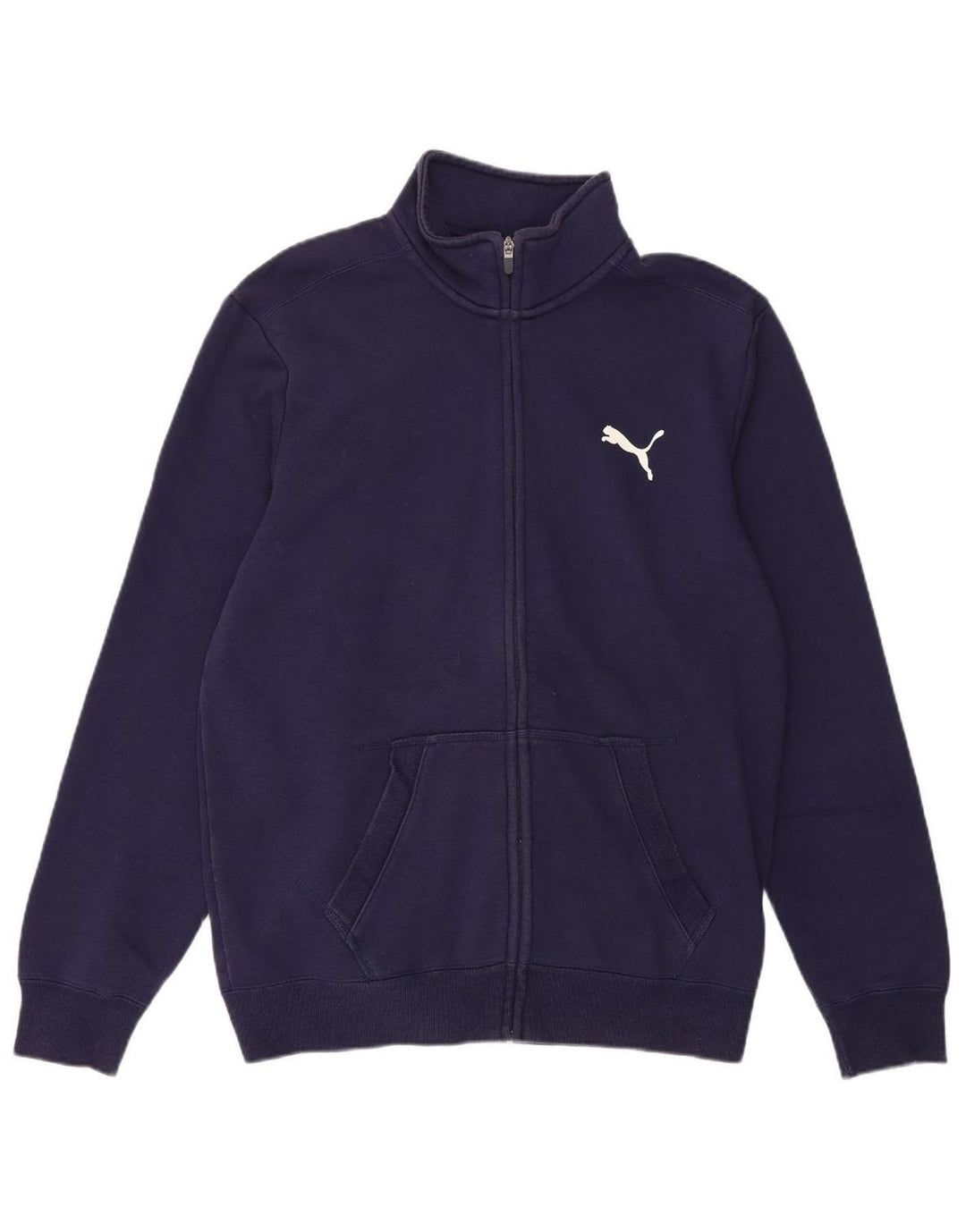 PUMA Mens Tracksuit Top Jacket Large Navy Blue Cotton