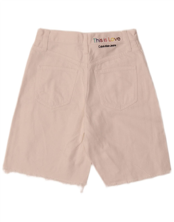 CALVIN KLEIN Womens Denim Shorts W26 Small White Cotton