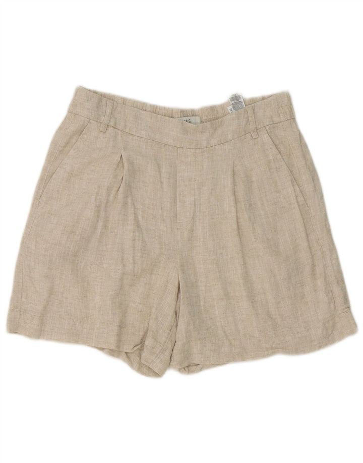 Marks & Spencer Damen Chinoshorts UK 12 Medium W32 Beige Leinen