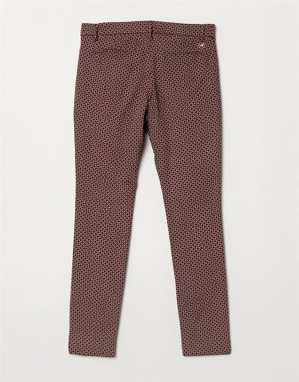 Marella Womens EMME Slim Chino Calça W32 L31 Vermelho Geométrico