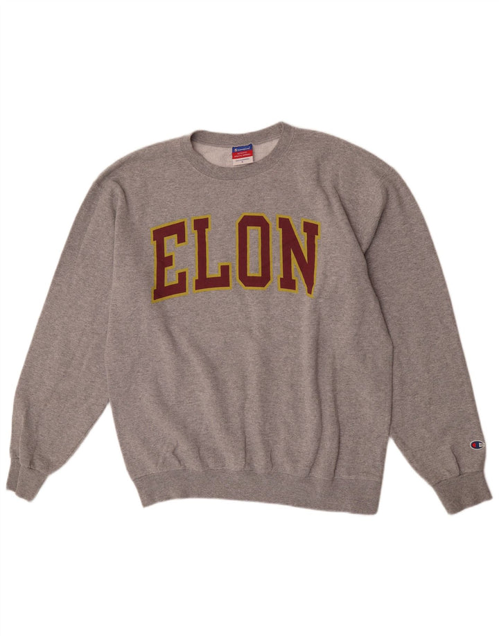 Champion Mens Graphic Sweatshirt Jumper Large Grey Flecked Cotton