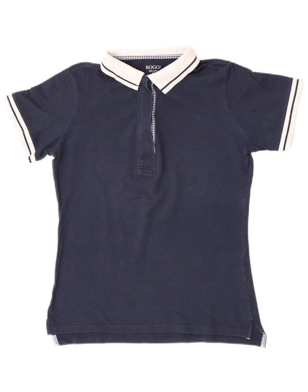 Polo da rugby da donna Boggi UK 12 cotone color block blu navy medio