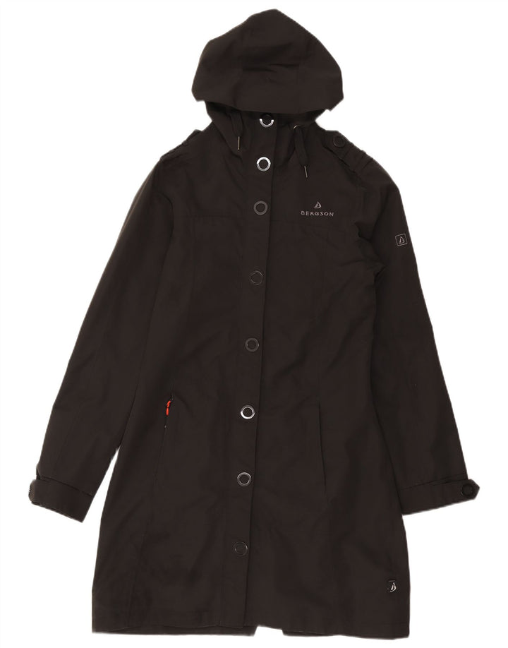 Bergson Womens Hooded Windbreaker Coat UK 10 Small Black Polyester