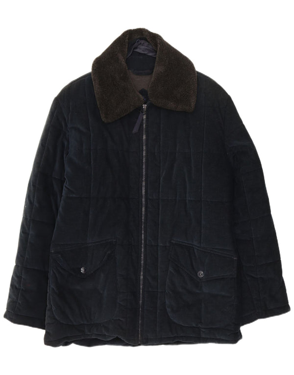 Belfe & Mens Chaqueta acolchada de pana UK 38 Mediana Azul marino Algodón