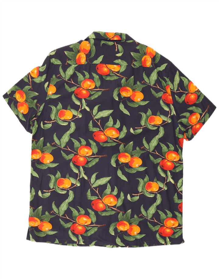 C&A Hombre Camisa De Manga Corta Con Estampado Abstracto XL Azul Marino Viscosa