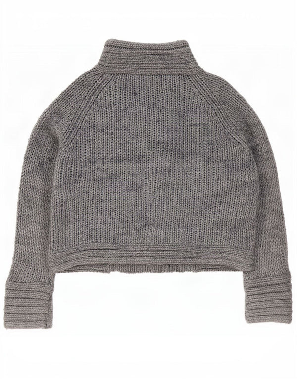 Zara Dame Cardigan Sweater UK 14 Medium Grå Akryl