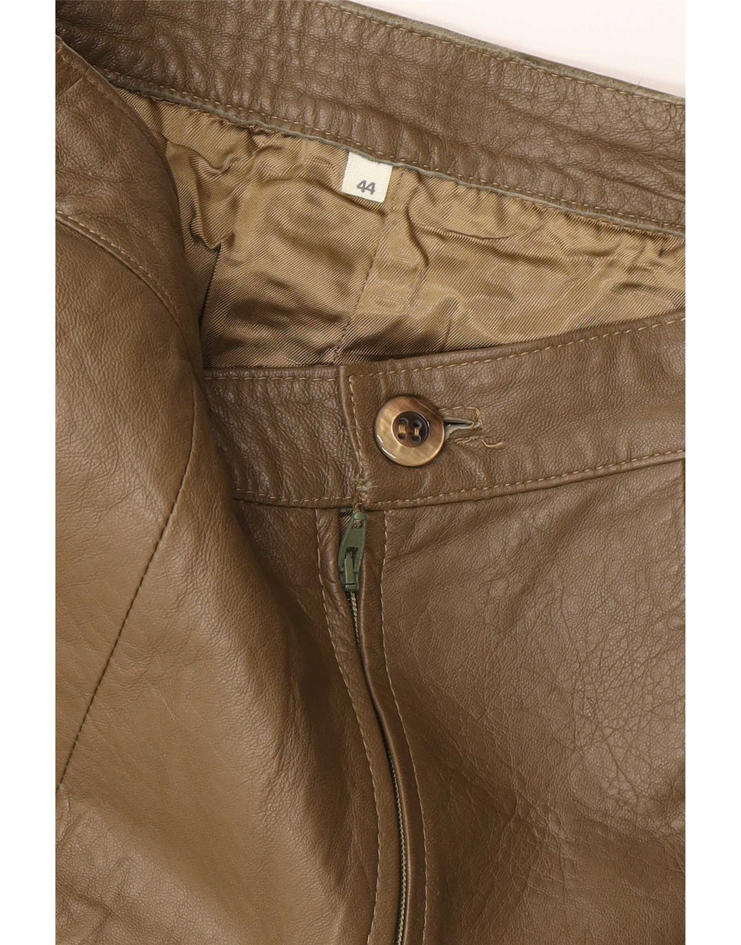 Gonna in pelle vintage da donna IT 44 media W28 kaki