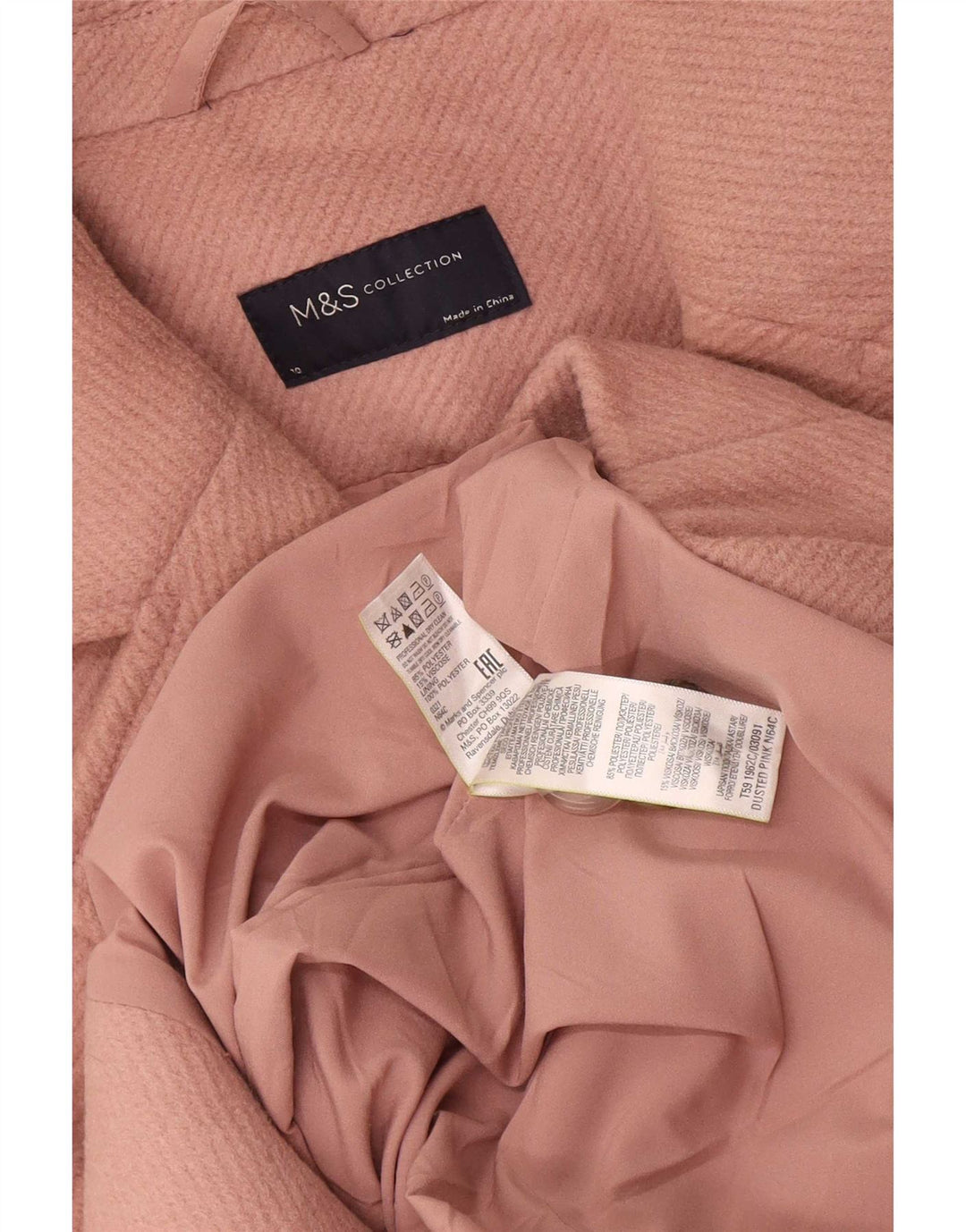 Marks & Spencer Dame Oversized Dobbeltradet Frakke UK 10 Small Pink