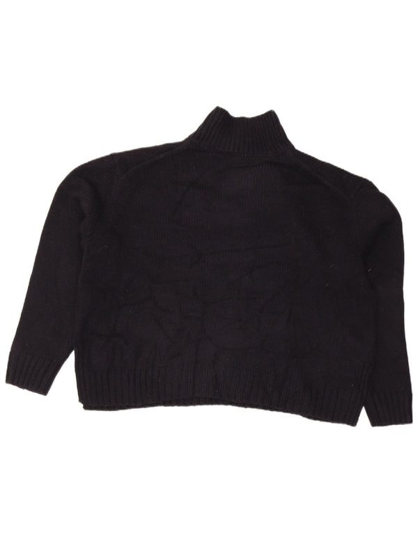 Zara Pull court surdimensionné à col roulé pour femme UK 16 Large Bleu marine
