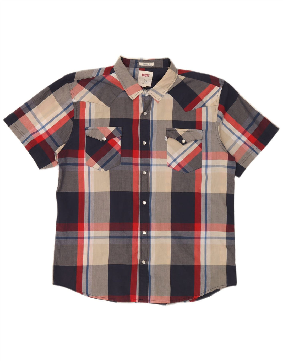 Levi's Mens Short Sleeve Standard Fit Shirt XL Multicoloured Check Cotton