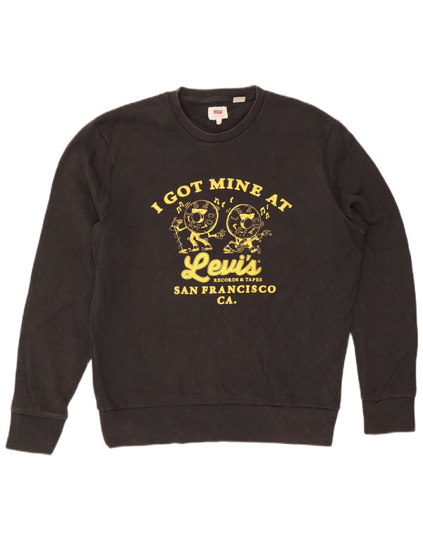 Levi's Hombre San Francisco Graphic Sudadera Jumper Medium Negro Algodón