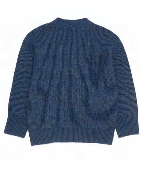 Maglione maglione oversize con scollo a V da donna Zara UK 14 Poliestere blu medio