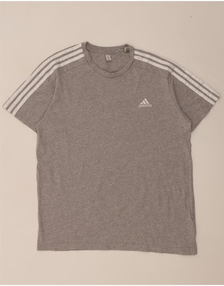 Adidas Mens T-Shirt Top Large Grey Flecked Cotton