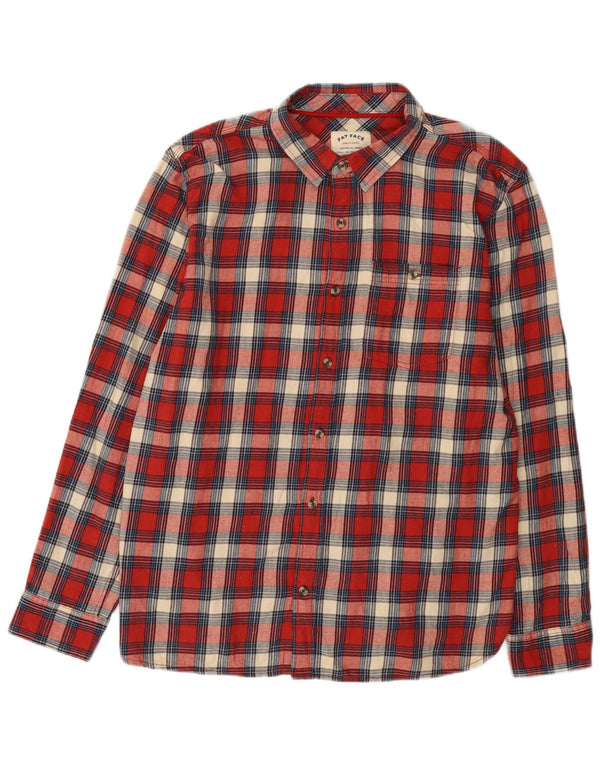 Fat Face Camicia da uomo in flanella vestibilità regolare XL in cotone a quadri rossi