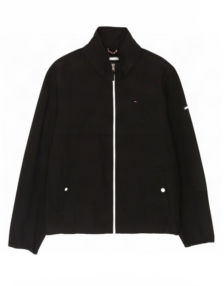 Tommy Hilfiger Mens Bomber Jacket UK 40 Large Black Cotton
