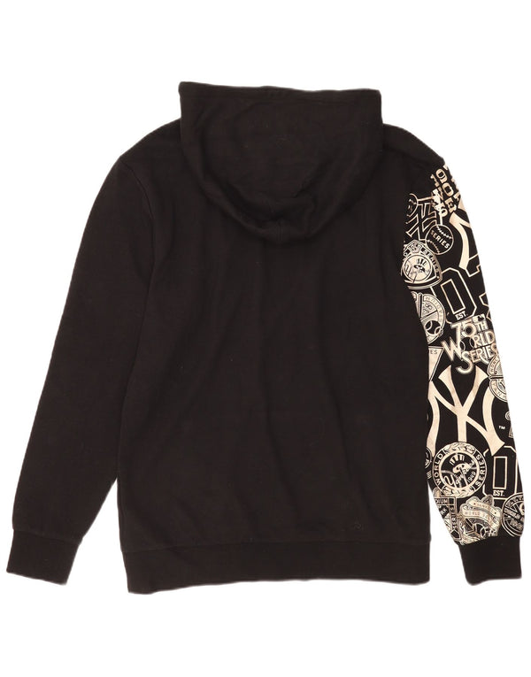 Majestic Herre New York Grafisk Hoodie Jumper Medium Sort Bomuld