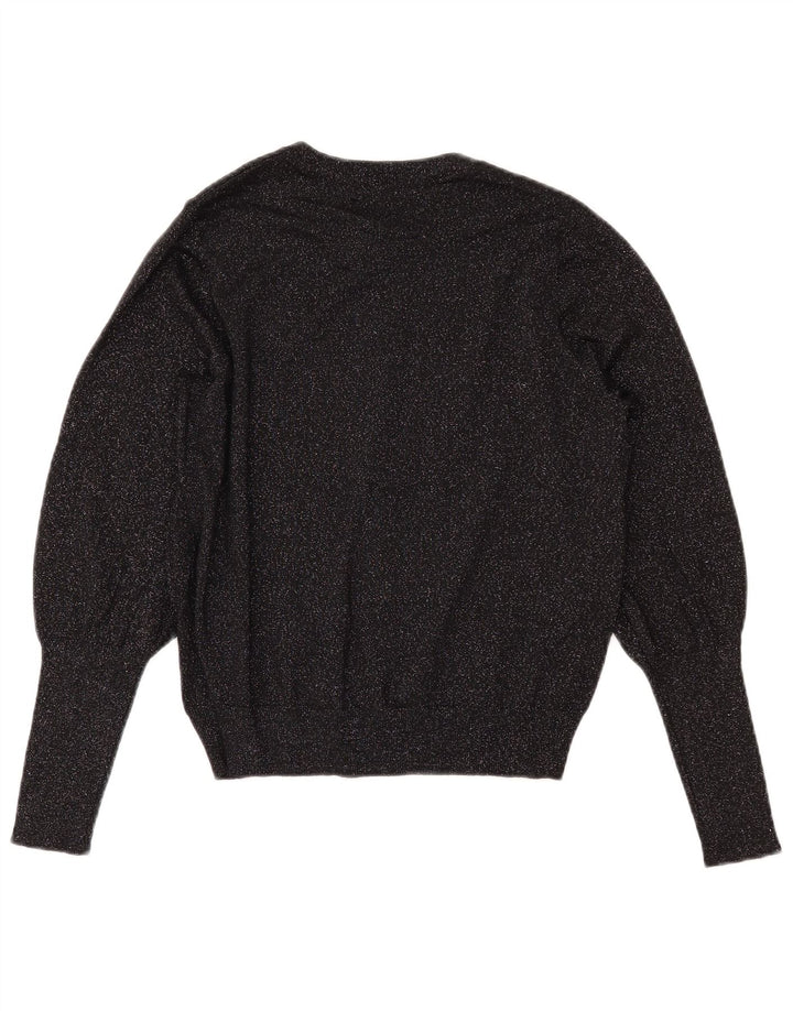 MARKS & SPENCER Womens Crop Cardigan Sweater UK 14 Medium Black Flecked