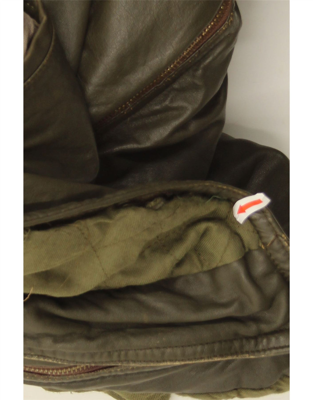 Vintage Mens Leather Jacket IT 50 Large Khaki Leather
