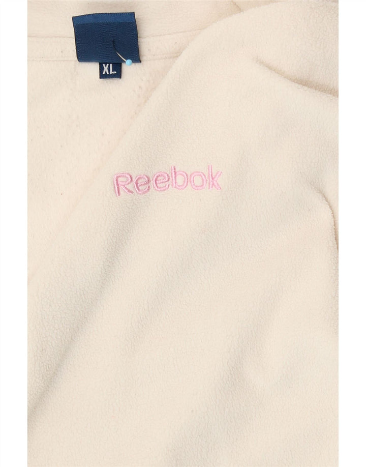 Reebok Womens Zip Neck Fleece Jumper UK 18 XL White Polyester
