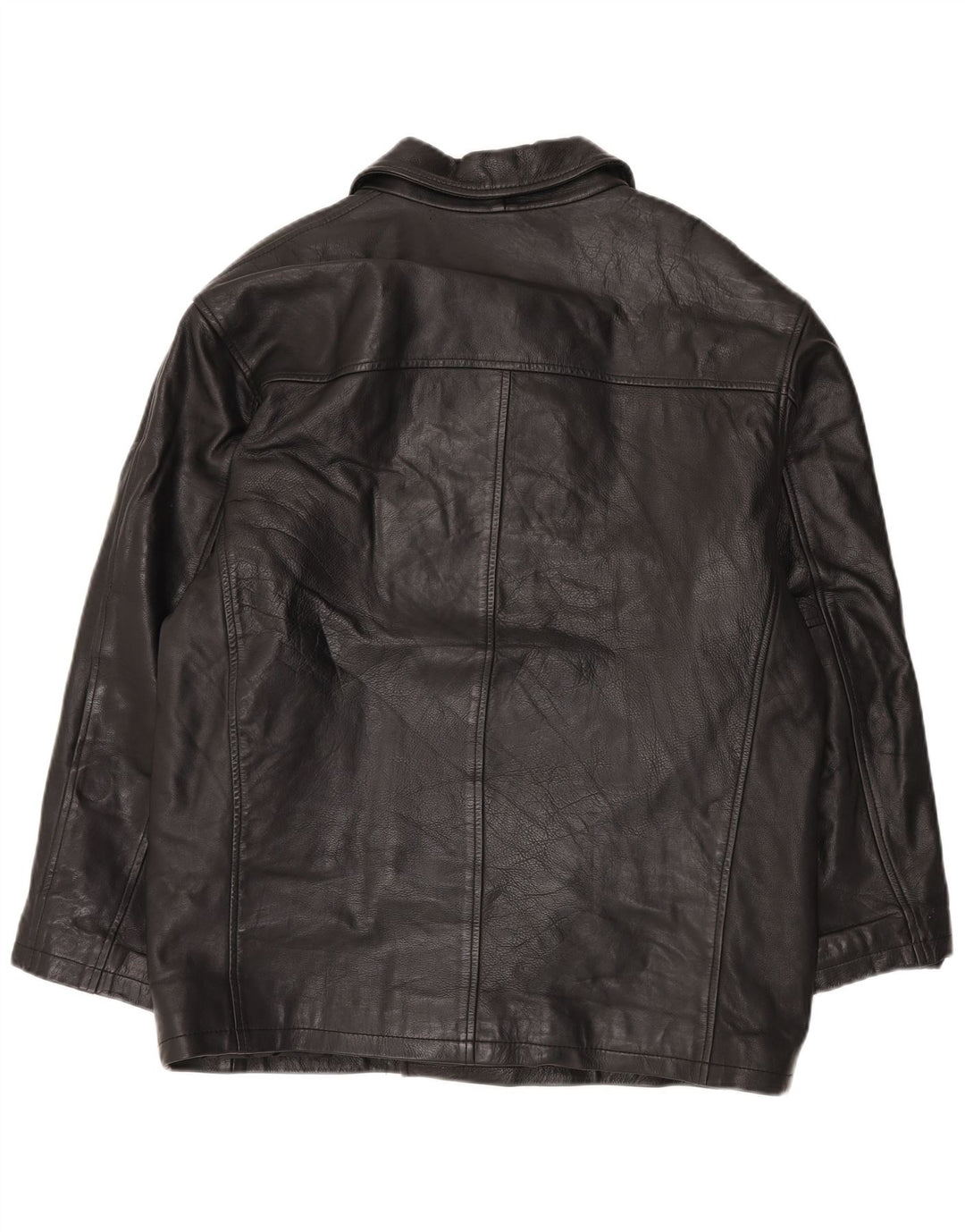 Vintage Mens Oversized Double Breasted Leather Jacket UK 38 Medium Black