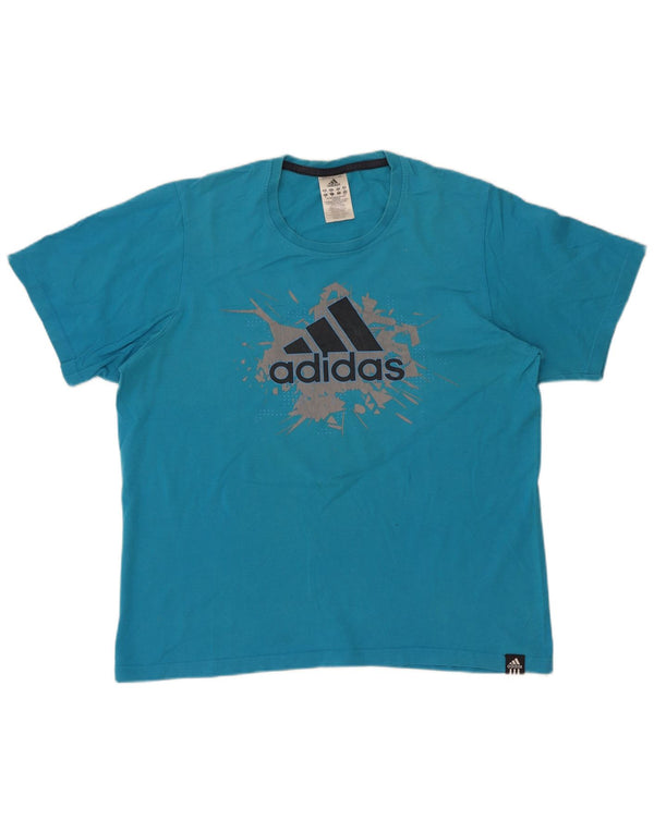 Męska koszulka graficzna Adidas Top Medium Blue Cotton
