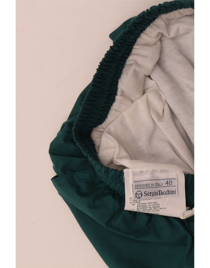 Sergio Tacchini Mens Tracksuit Trousers Joggers IT 48 Medium Green Cotton