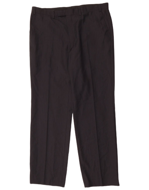 Pantaloni da abito da uomo Marks & Spencer W38 L33 Poliestere a righe blu navy
