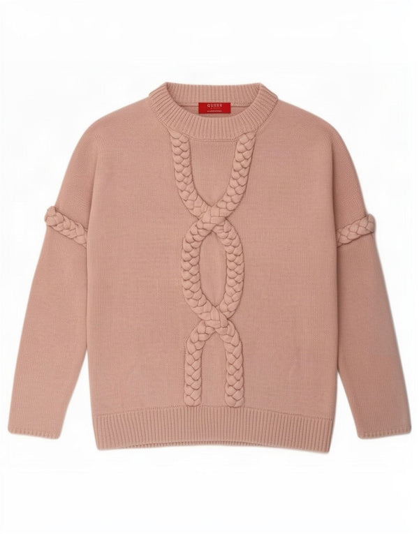Guess Dame Turtle Neck Sweater UK 4 XS Pink Akryl