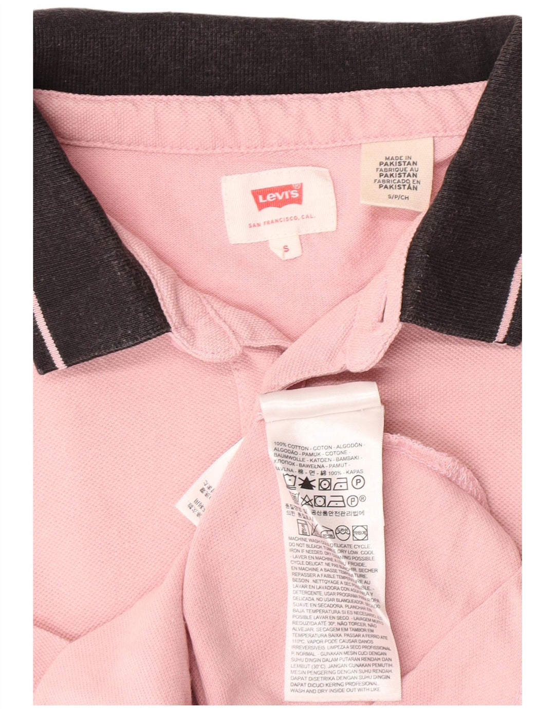 Levi's Mens Polo Shirt Small Pink Colourblock Cotton