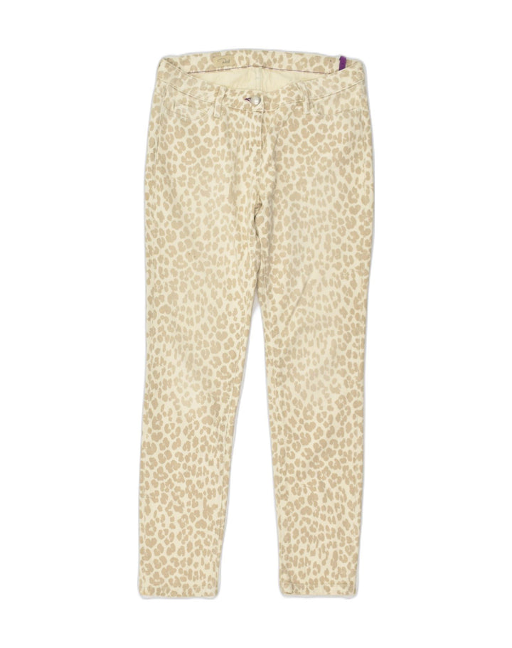 VINTAGE Womens Slim Casual Trousers W27 L27 Beige Animal Print Cotton | Vintage Vintage | Thrift | Second-Hand Vintage | Used Clothing | Messina Hembry 