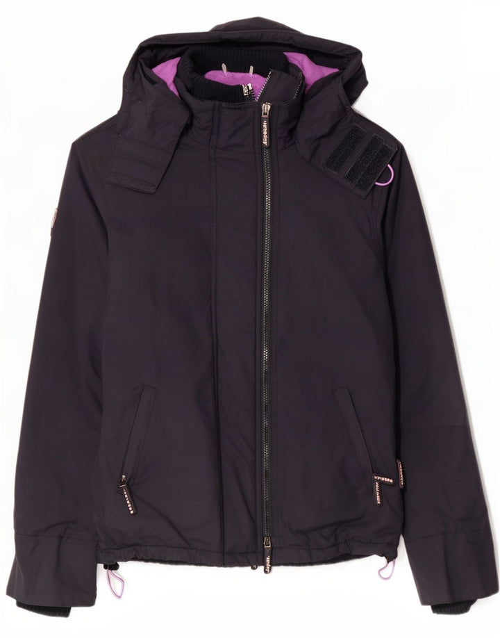 Jaqueta corta-vento feminina Superdry com capuz Reino Unido 14 médio azul marinho