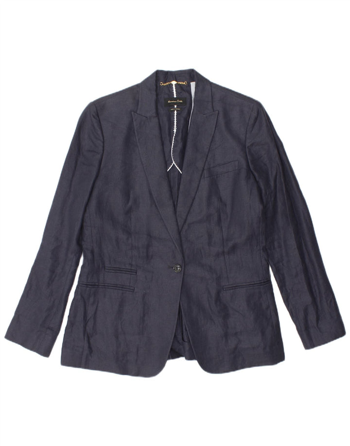 MASSIMO DUTTI Womens 1 Button Blazer Jacket EU 44 XL Navy Blue