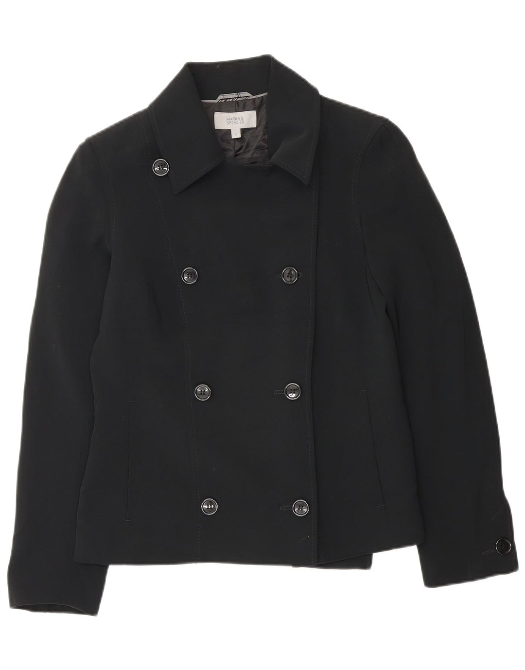 Marks & Spencer Dame Dobbeltradet Blazer Jacket UK 10 Small Black