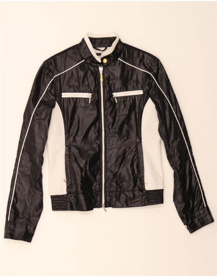 GEOX Womens Bomber Jacket UK 8 Small  Black Colourblock Polyester Vintage Geox and Second-Hand Geox from Messina Hembry 