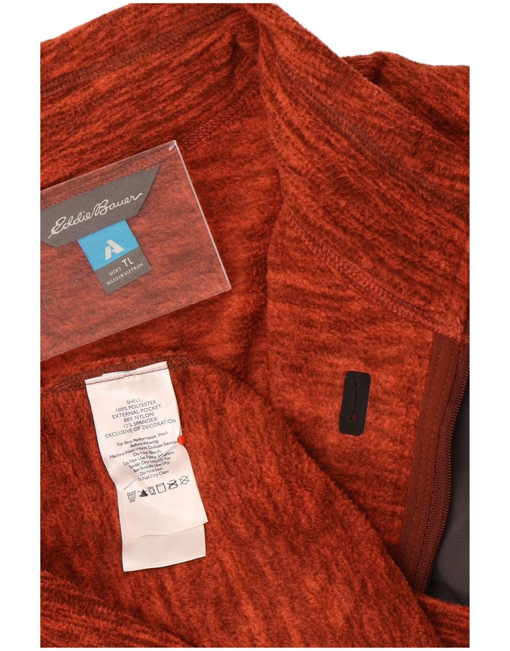 Maglione in pile da uomo con zip sul collo di Eddie Bauer, grande poliestere chiazzato arancione
